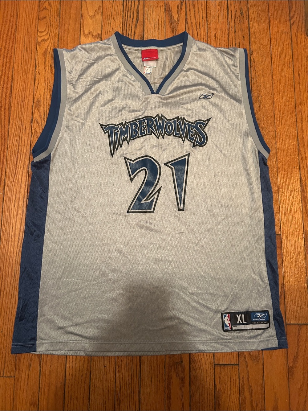 Reebok Minnesota Timberwolves #21 Gray and Blue Jersey